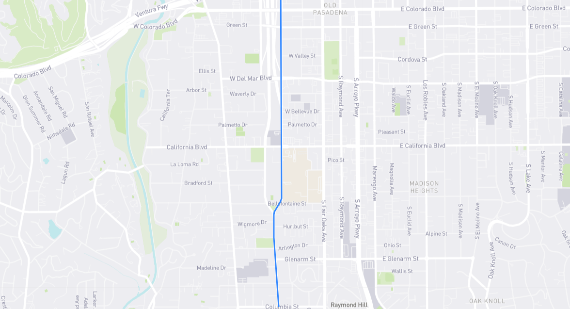 Map of Pasadena Avenue in Los Angeles County, California