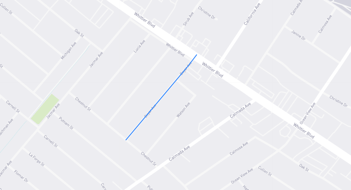 Map of Boyar Avenue in Los Angeles County, California