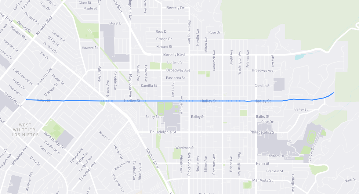 Map of Hadley Street in Los Angeles County, California