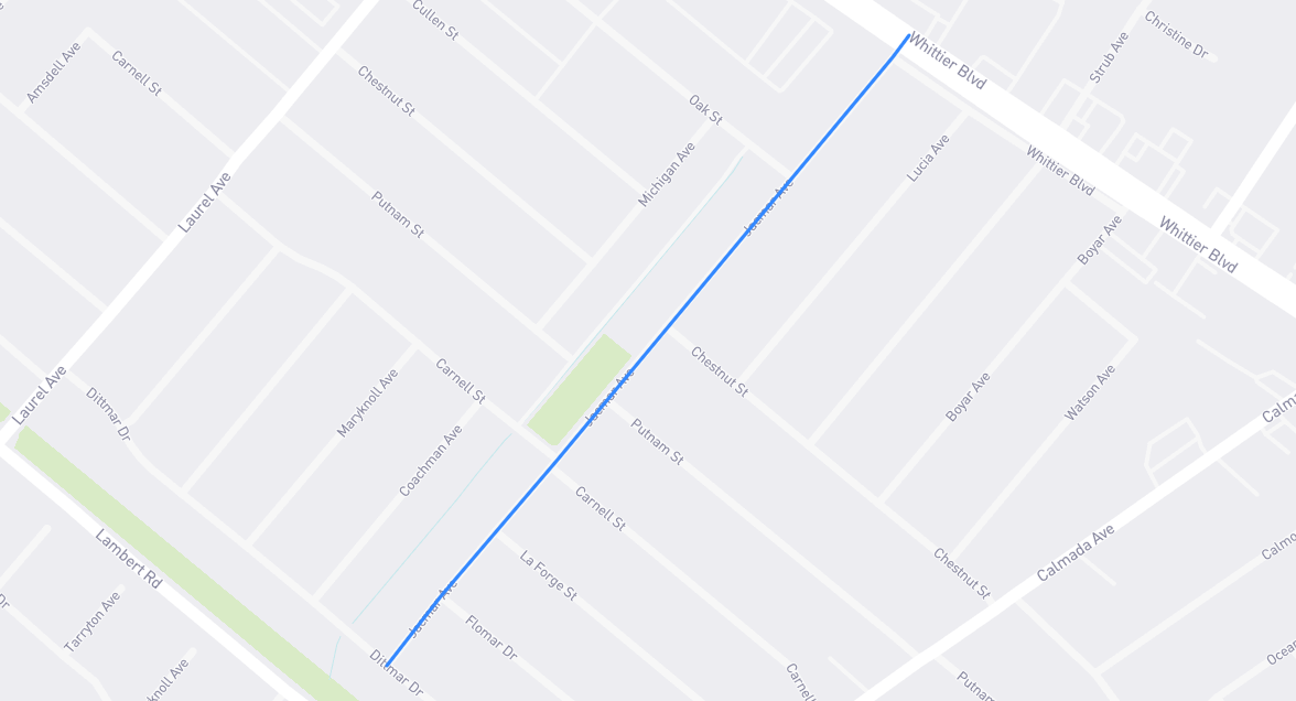 Map of Jacmar Avenue in Los Angeles County, California