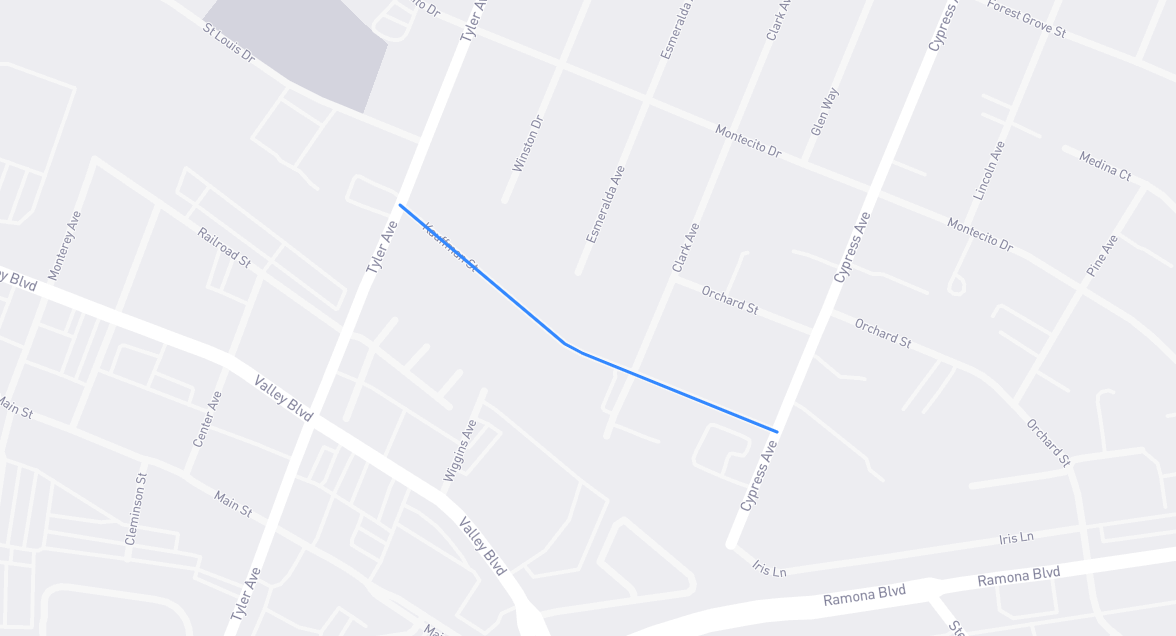 Map of Kauffman Street in Los Angeles County, California