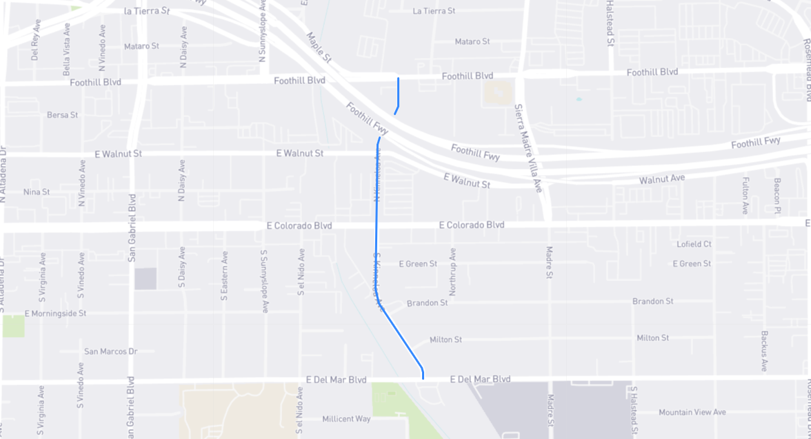 Map of Kinneloa Avenue in Los Angeles County, California