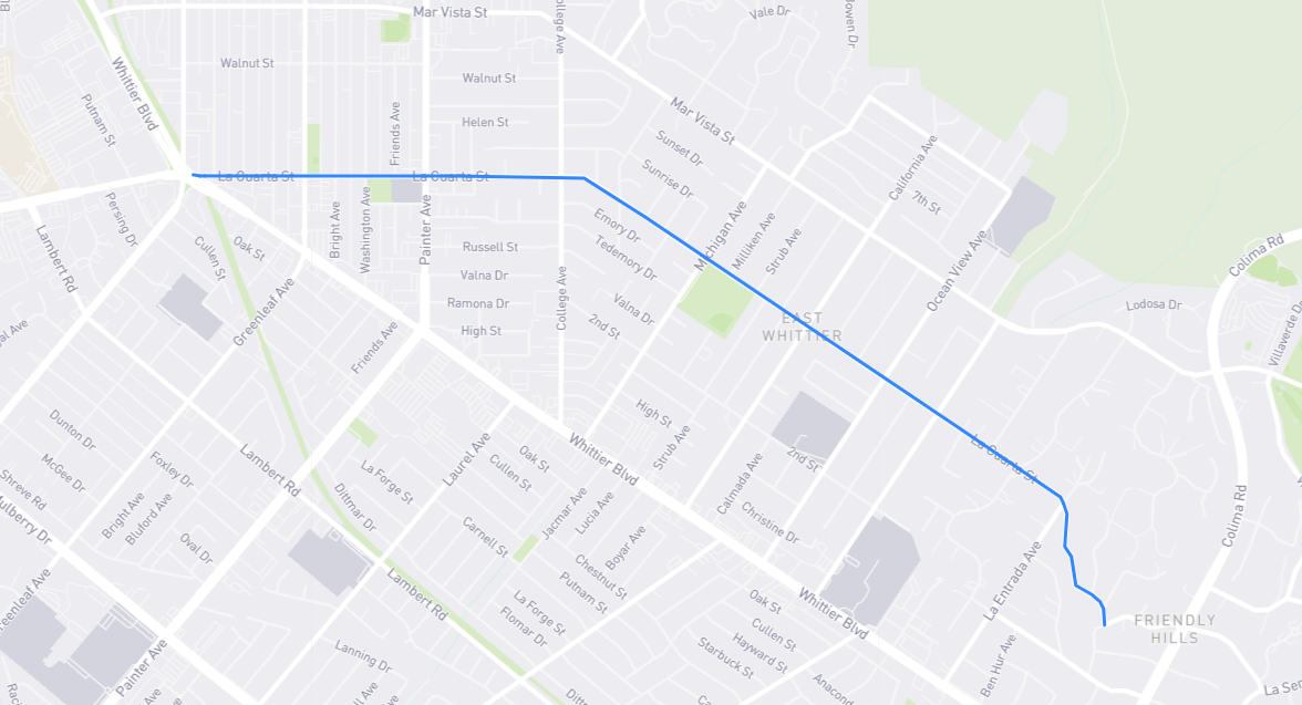 Map of La Cuarta Street in Los Angeles County, California
