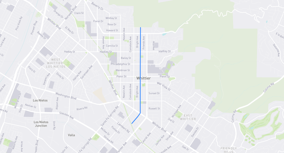 Map of Washington Avenue in Los Angeles County, California