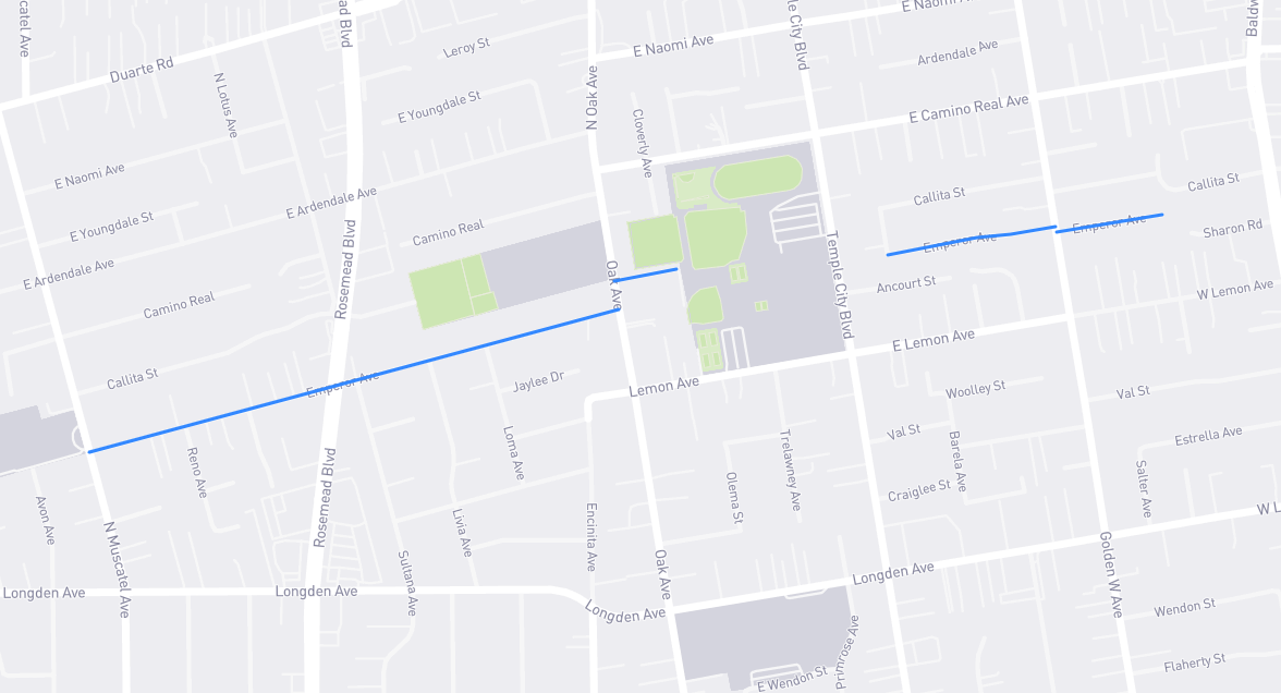 Map of Emperor Avenue in Los Angeles County, California