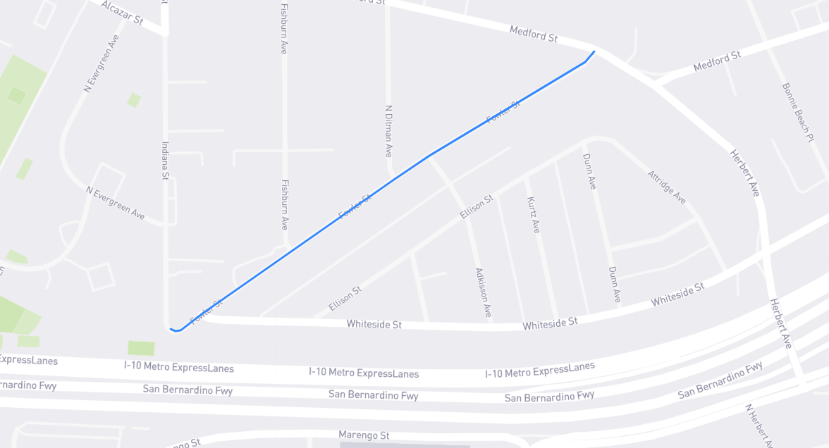 Map of Fowler Street in Los Angeles County, California