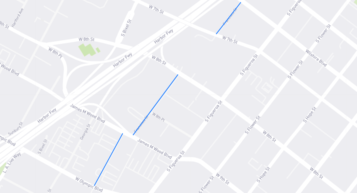 Map of Francisco Street in Los Angeles County, California