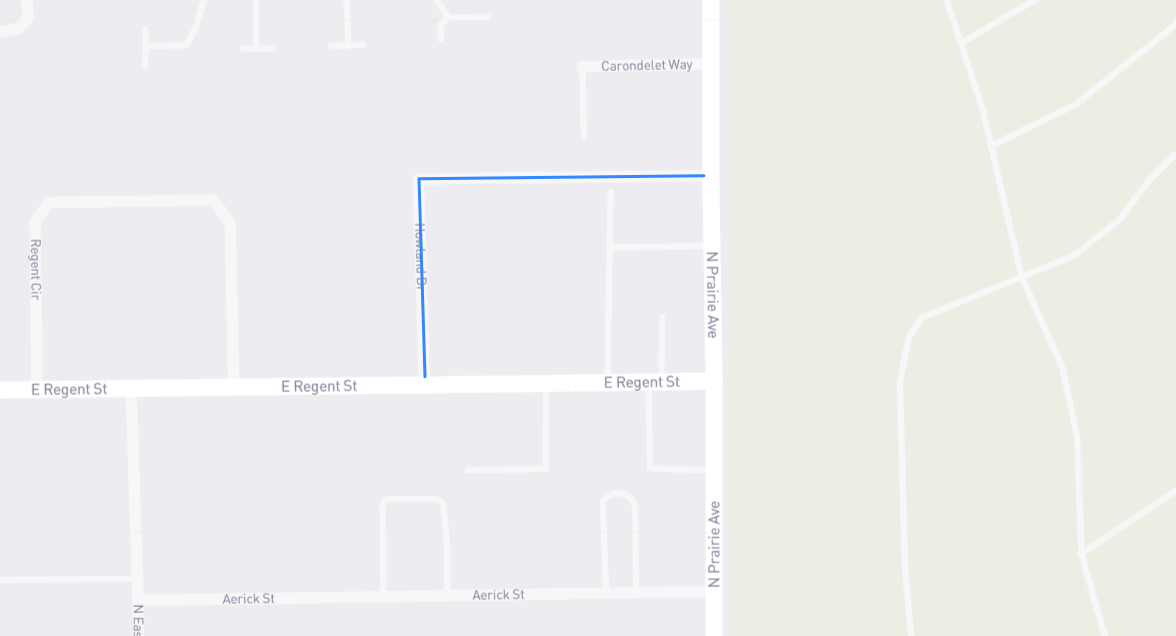 Map of Howland Drive in Los Angeles County, California