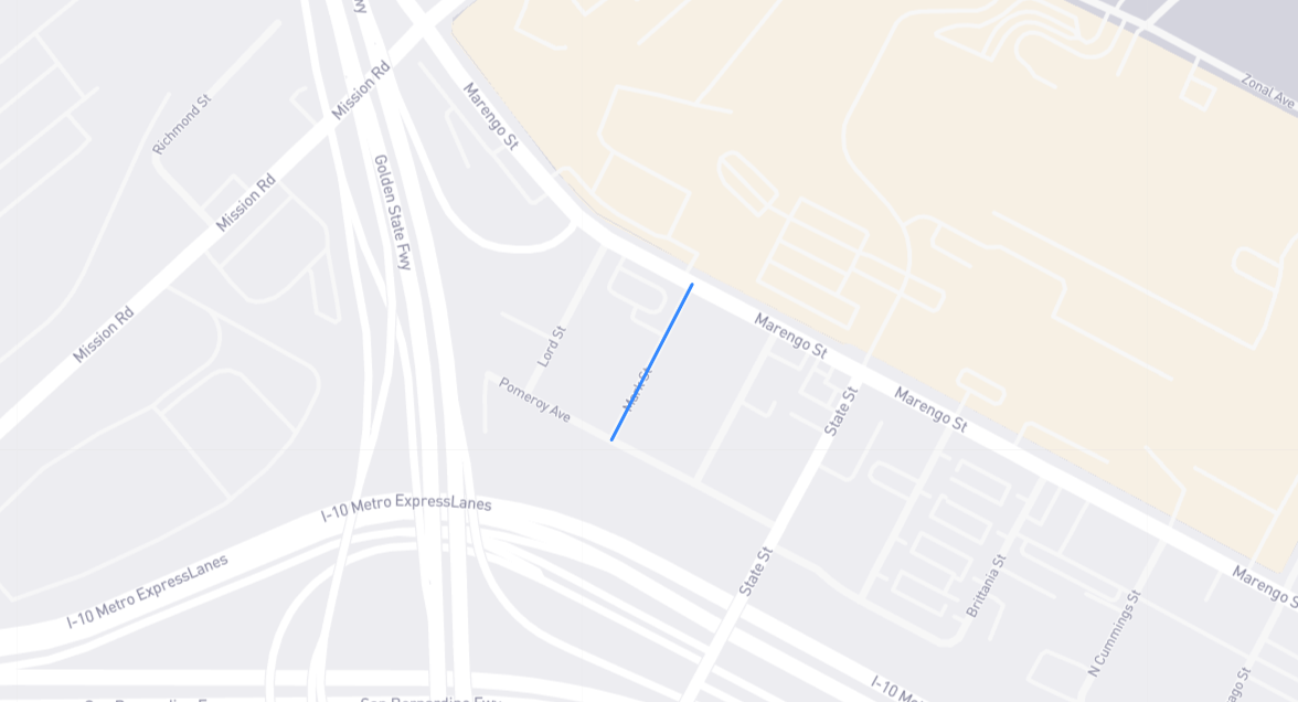 Map of Mark Street in Los Angeles County, California