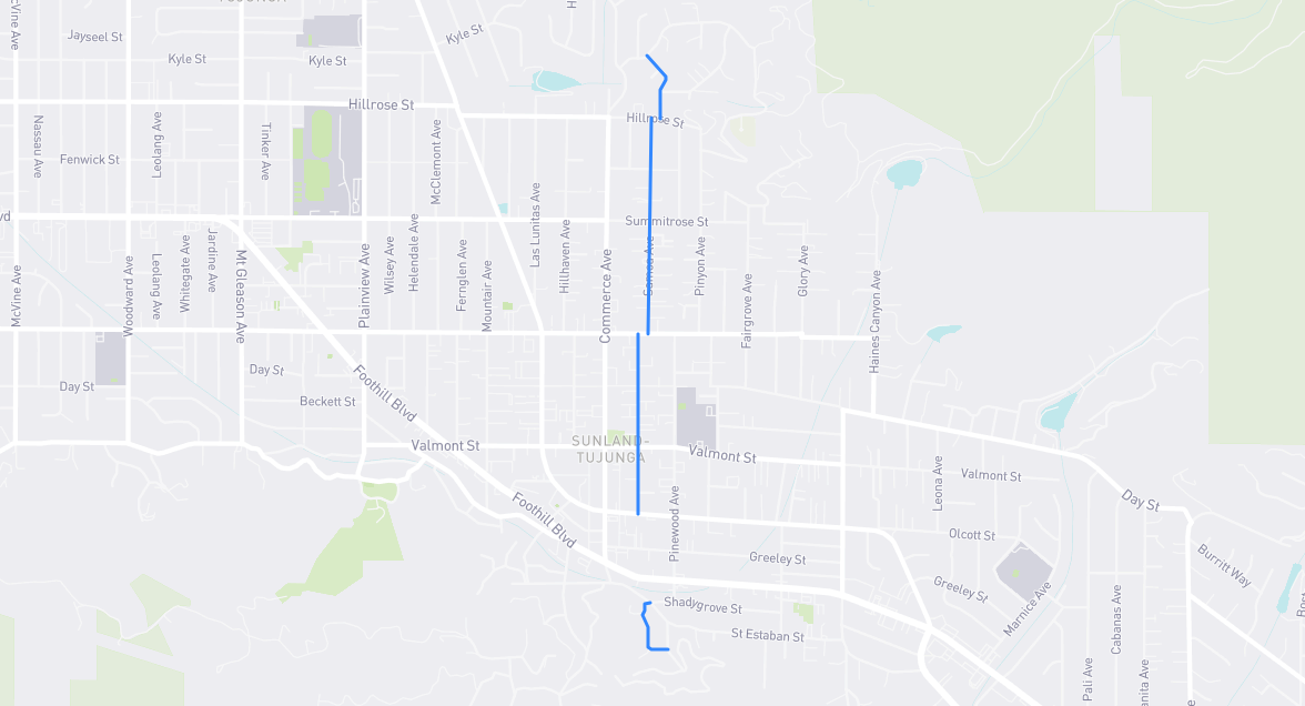 Map of Samoa Avenue in Los Angeles County, California
