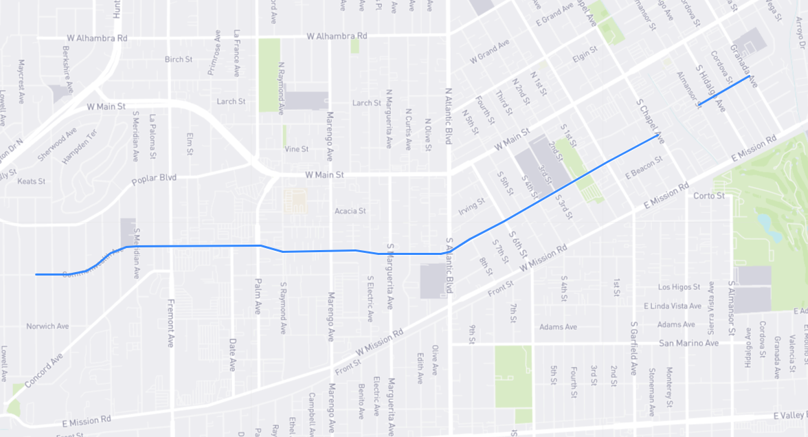 Map of Commonwealth Avenue in Los Angeles County, California