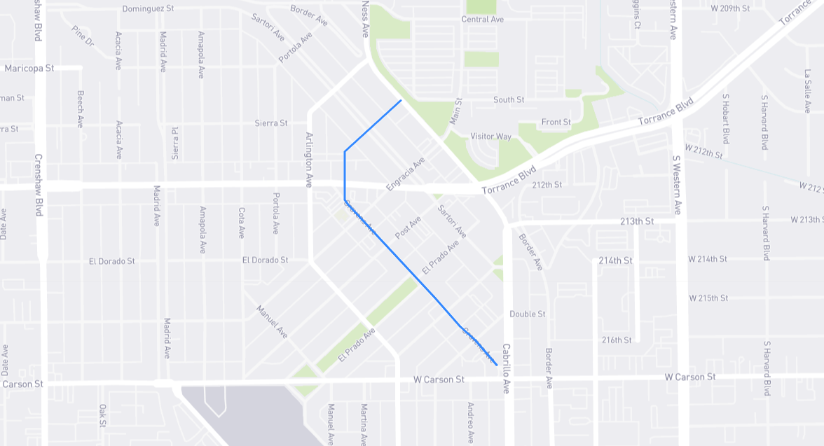 Map of Cravens Avenue in Los Angeles County, California