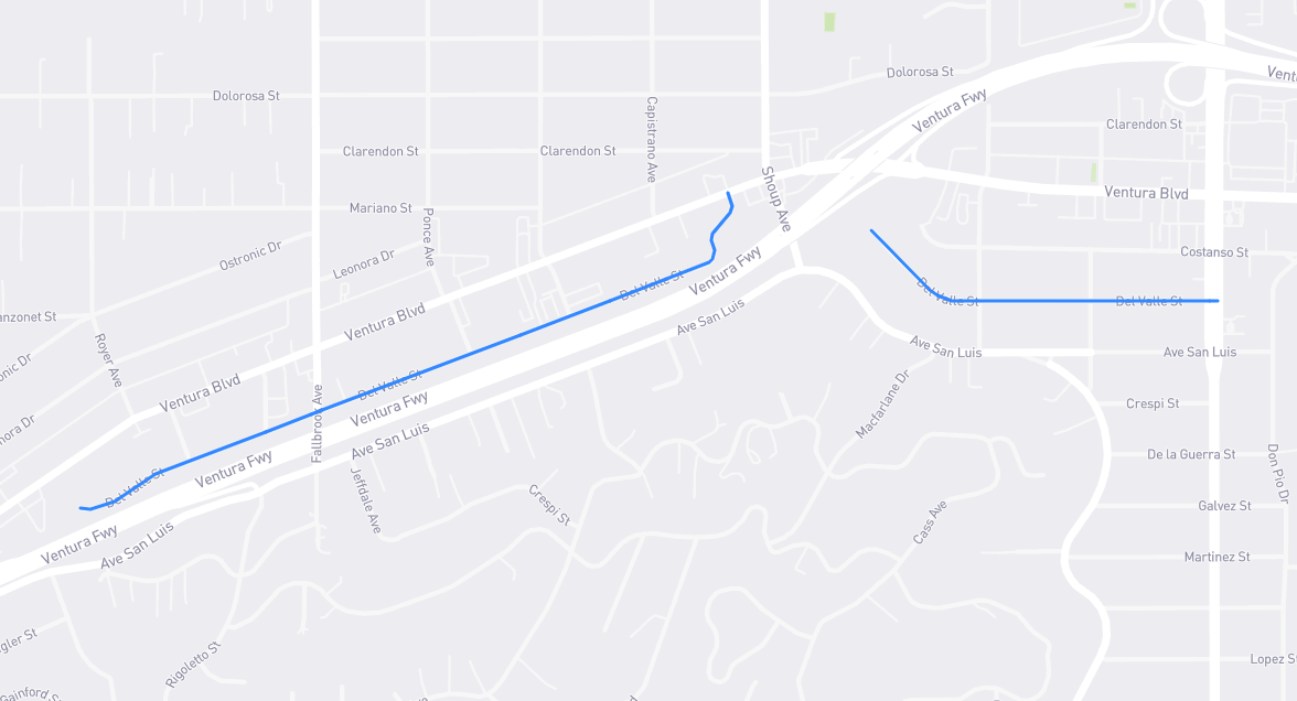 Map of Del Valle Street in Los Angeles County, California