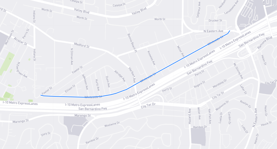 Map of Whiteside Street in Los Angeles County, California