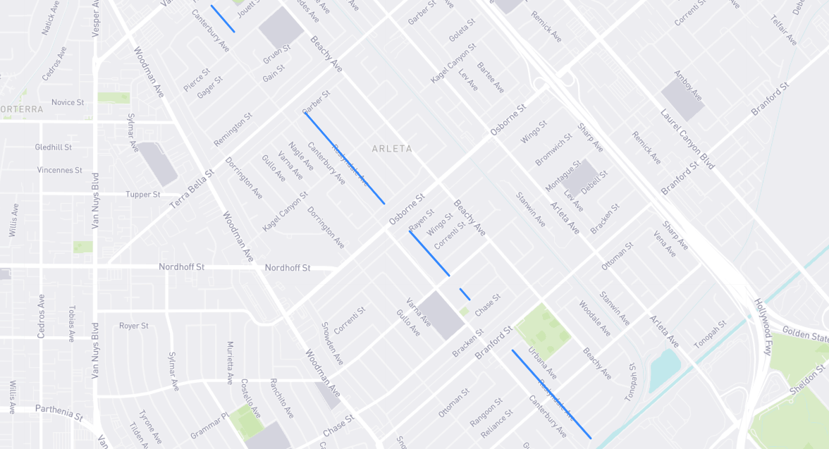 Map of Roslyndale Avenue in Los Angeles County, California