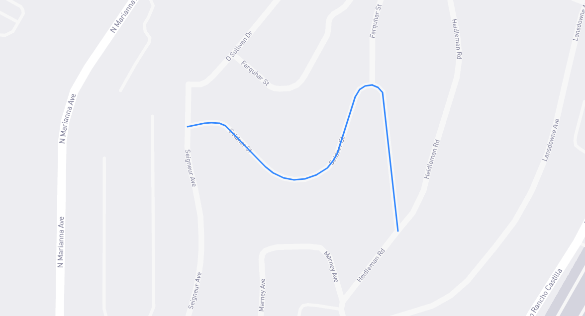 Map of Seldner Street in Los Angeles County, California