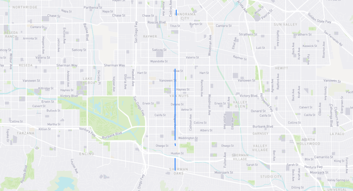 Map of Vesper Avenue in Los Angeles County, California