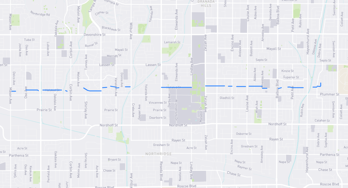 Map of Halsted Street in Los Angeles County, California