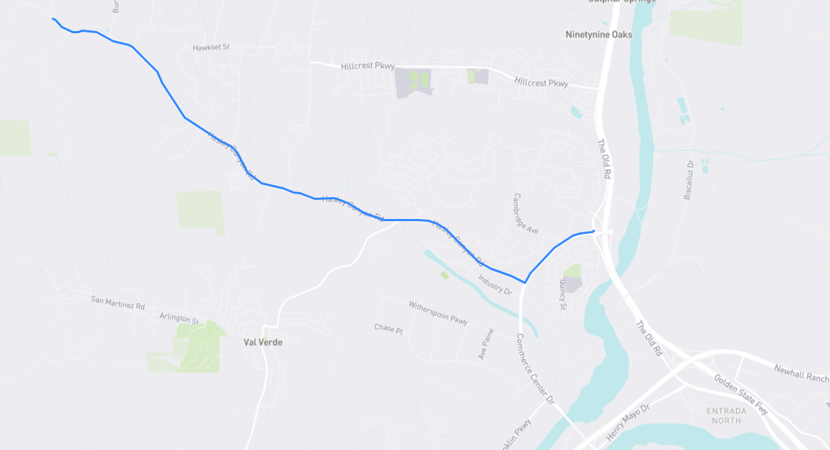 Map of Hasley Canyon Road in Los Angeles County, California