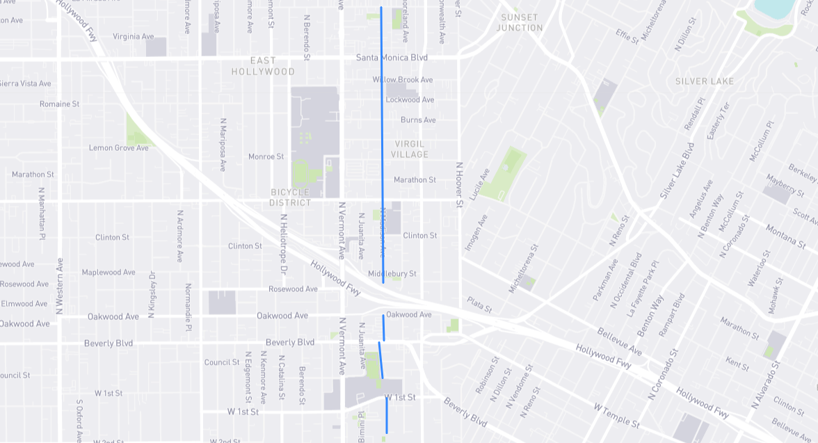 Map of Madison Avenue in Los Angeles County, California