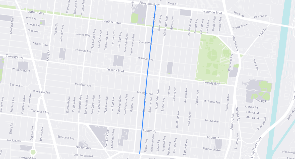 Map of McNerney Avenue in Los Angeles County, California