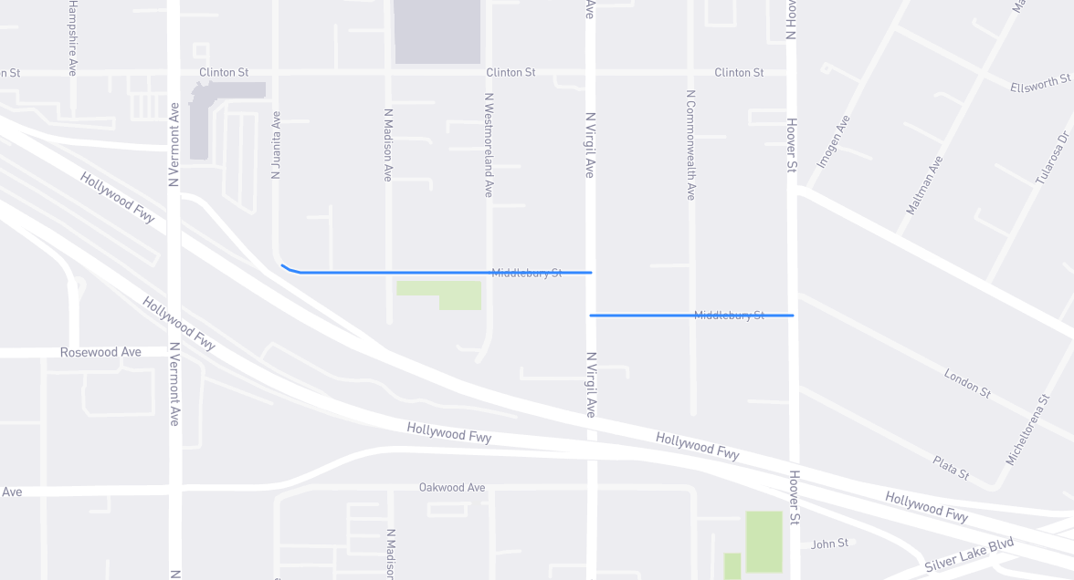 Map of Middlebury Street in Los Angeles County, California