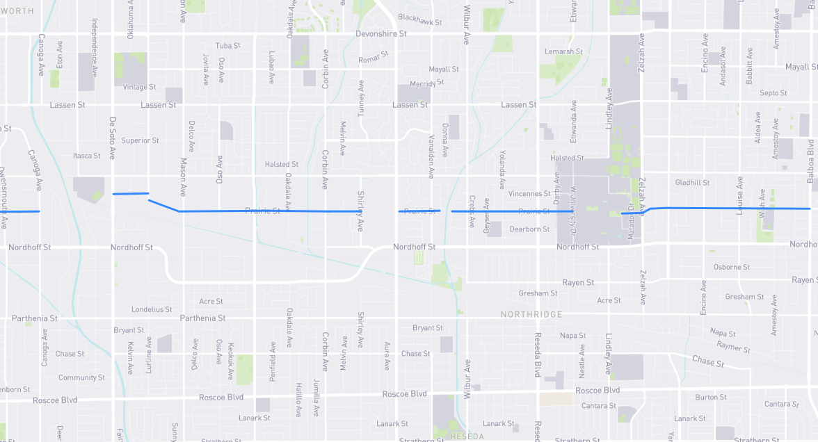 Map of Prairie Street in Los Angeles County, California