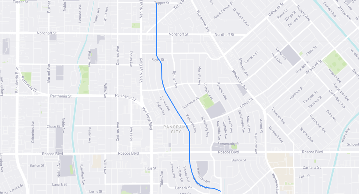 Map of Wakefield Avenue in Los Angeles County, California