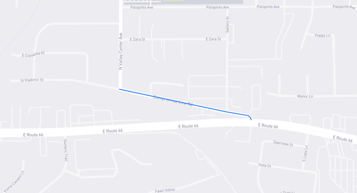 Map of Compromise Line Road in Los Angeles County, California