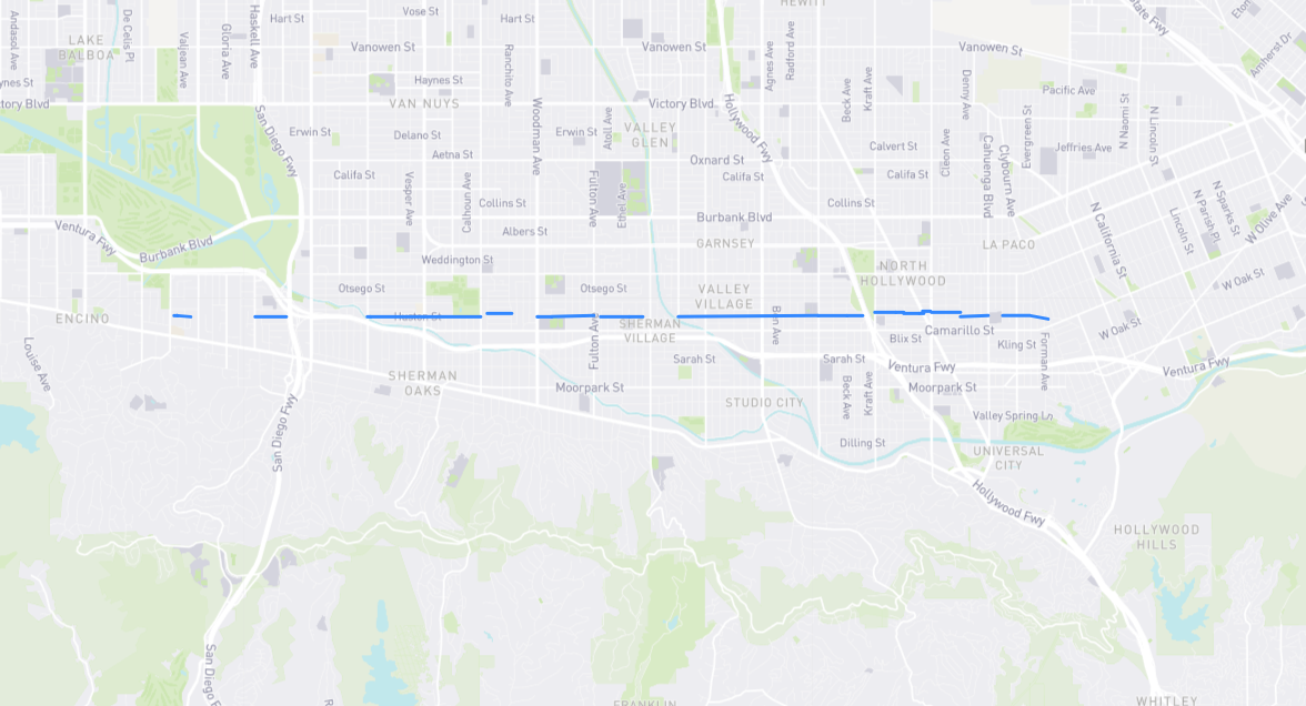 Map of Huston Street in Los Angeles County, California