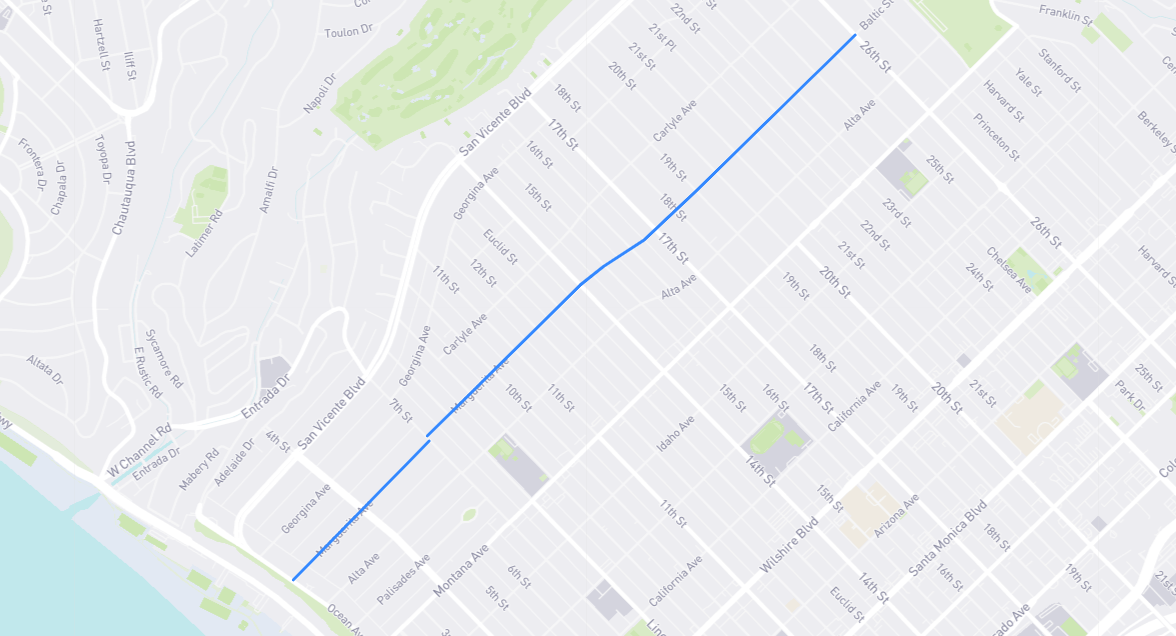 Map of Marguerita Avenue in Los Angeles County, California