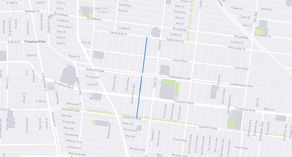 Map of South Gate Avenue in Los Angeles County, California