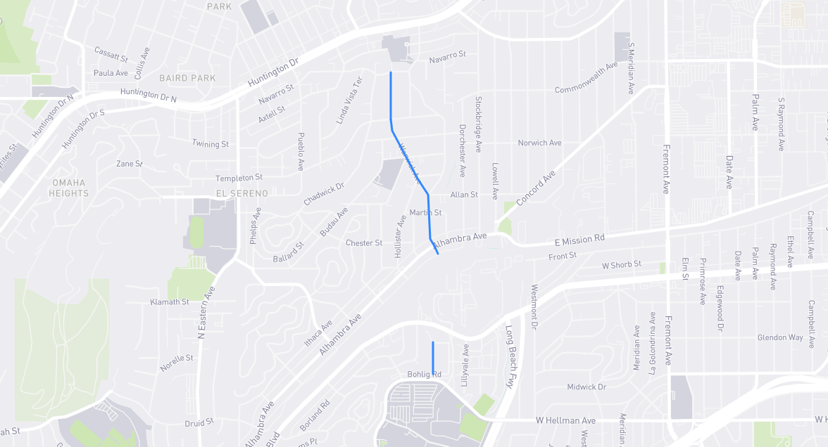 Map of Warwick Avenue in Los Angeles County, California