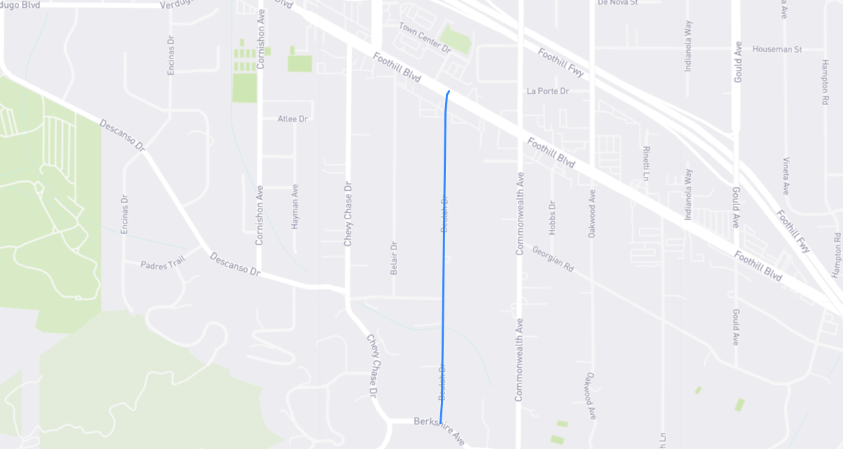 Map of Beulah Drive in Los Angeles County, California