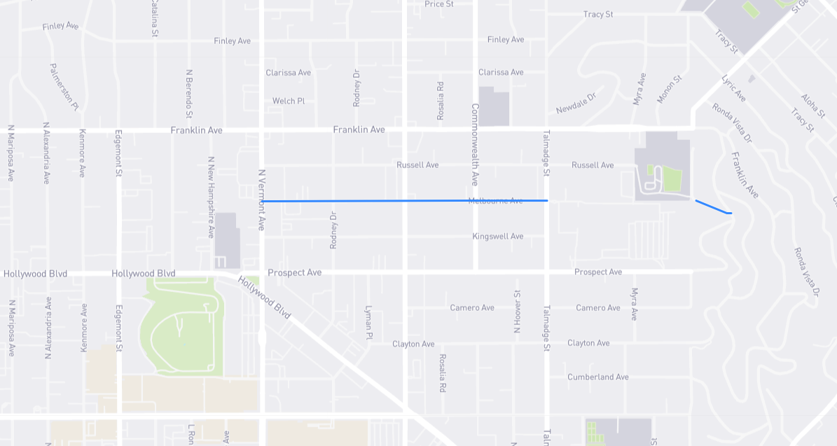 Map of Melbourne Avenue in Los Angeles County, California