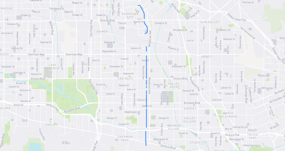 Map of Matilija Avenue in Los Angeles County, California