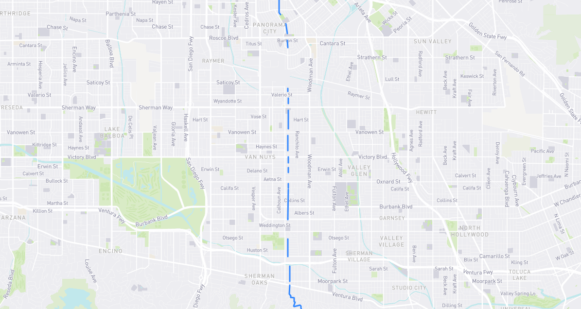 Map of Murietta Avenue in Los Angeles County, California