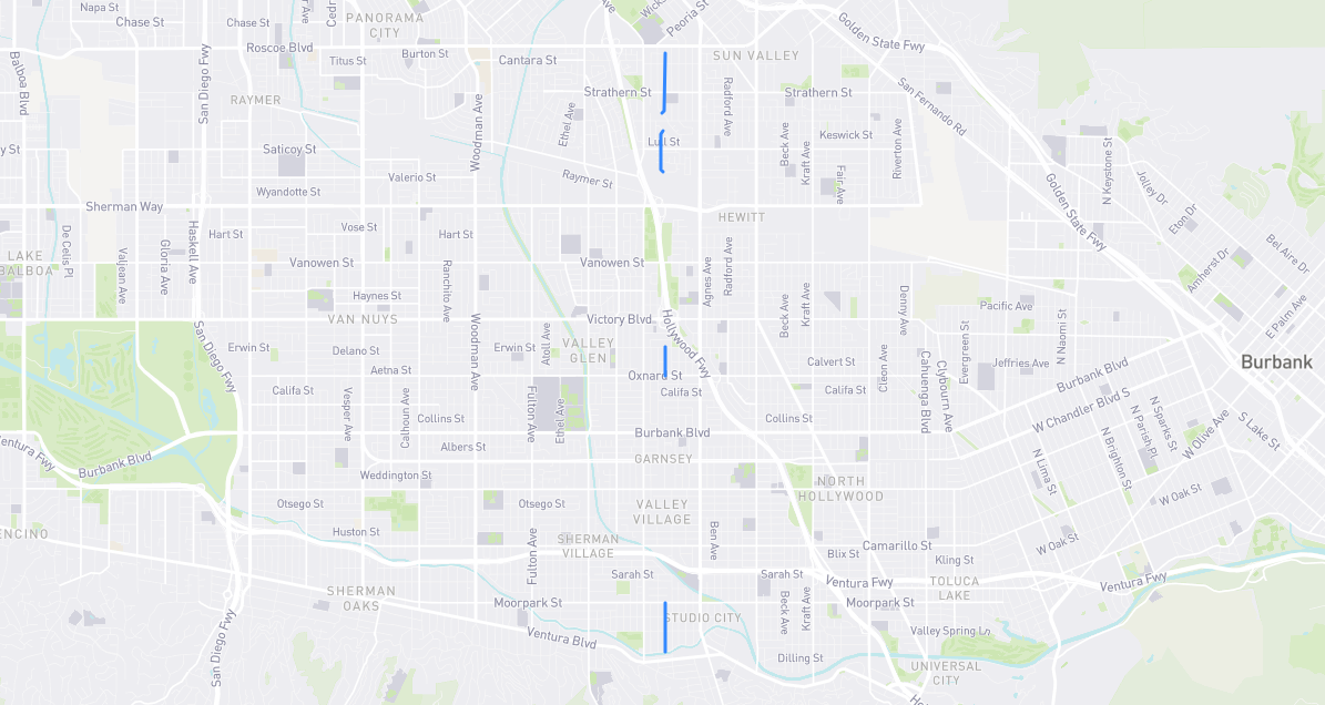 Map of Shadyglade Avenue in Los Angeles County, California