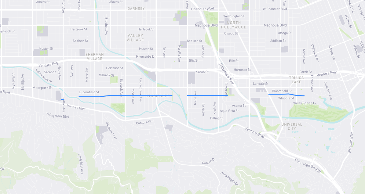 Map of Woodbridge Street in Los Angeles County, California