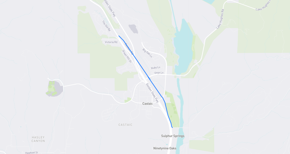 Map of Castaic Road in Los Angeles County, California