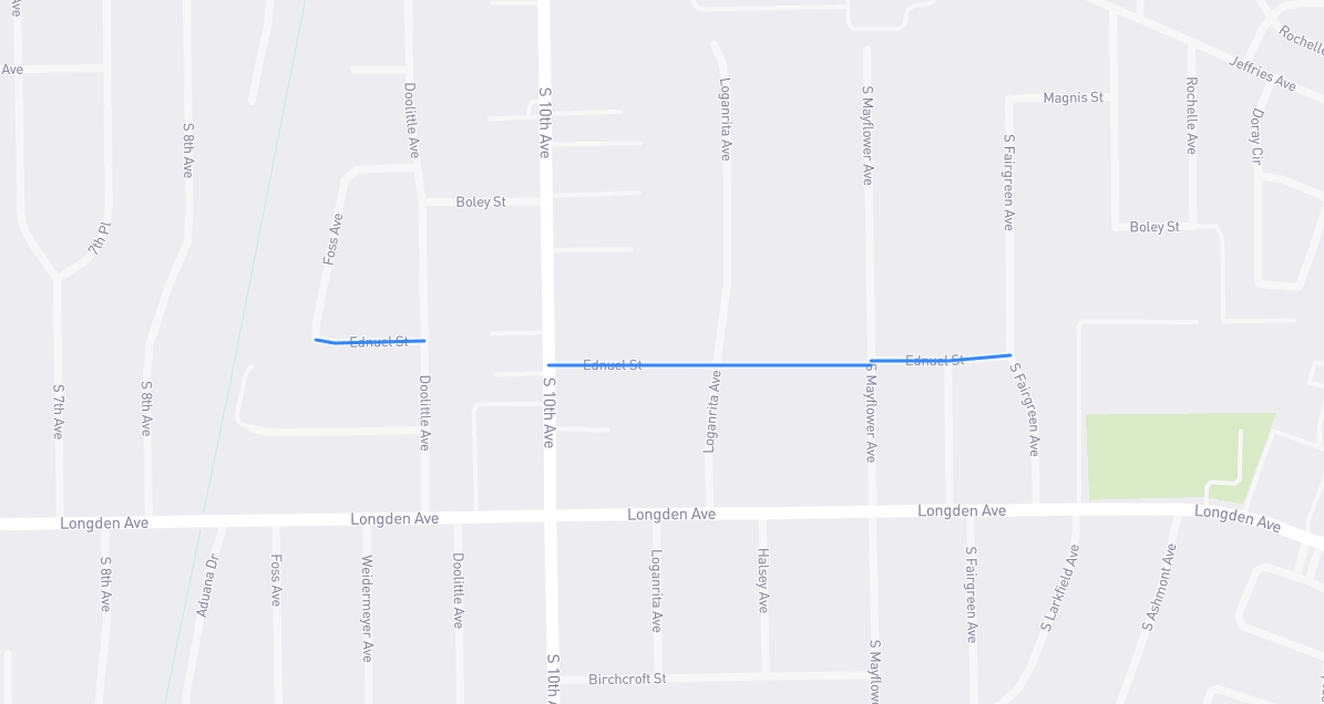 Map of Ednuel Street in Los Angeles County, California