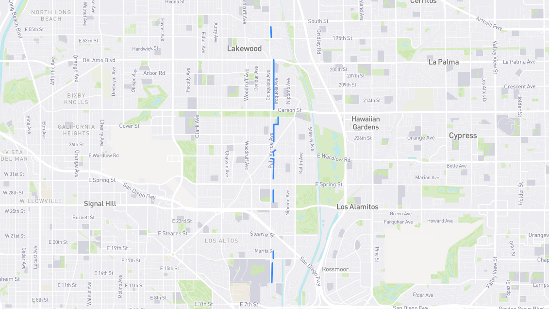 Map of Hackett Avenue in Los Angeles County, California