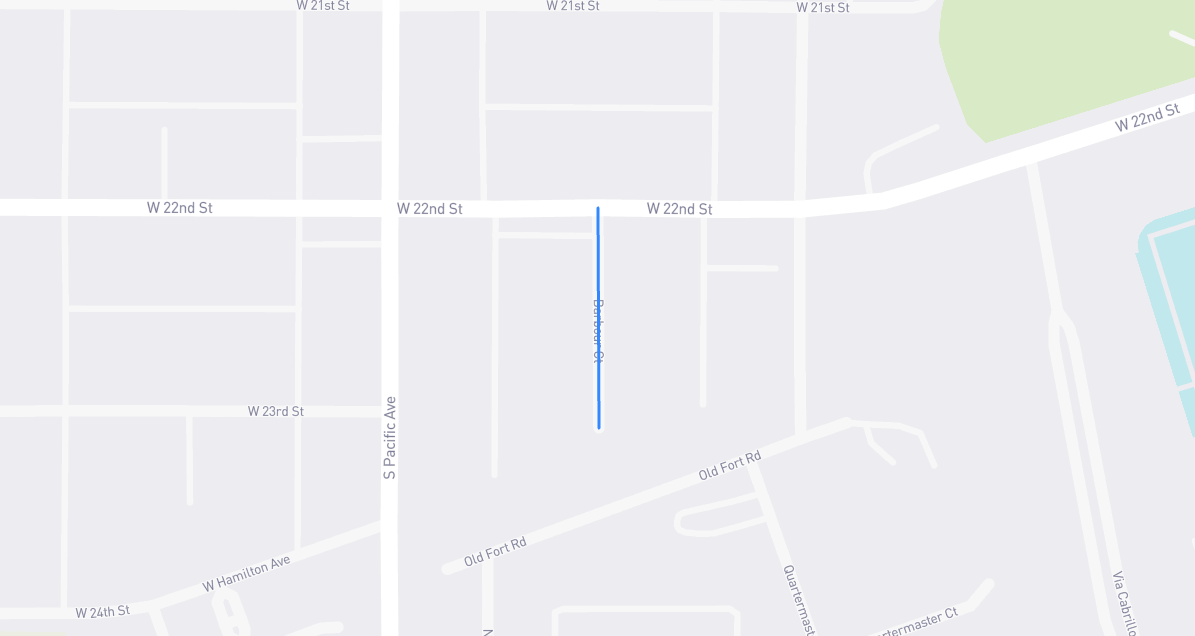 Map of Barbour Court in Los Angeles County, California