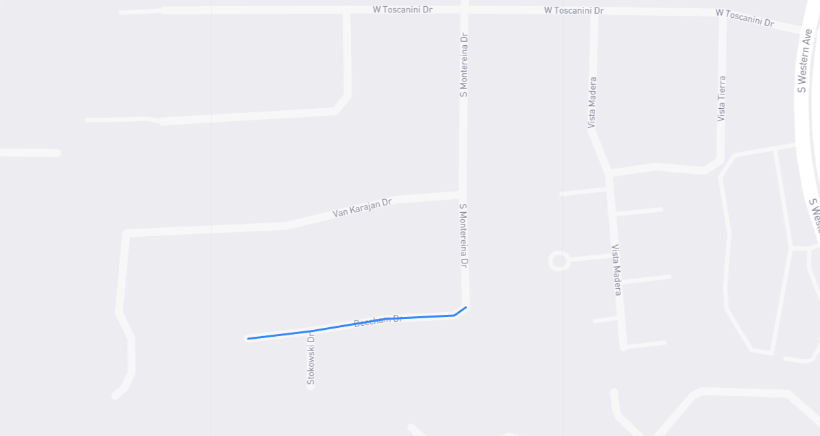 Map of Beecham Drive in Los Angeles County, California