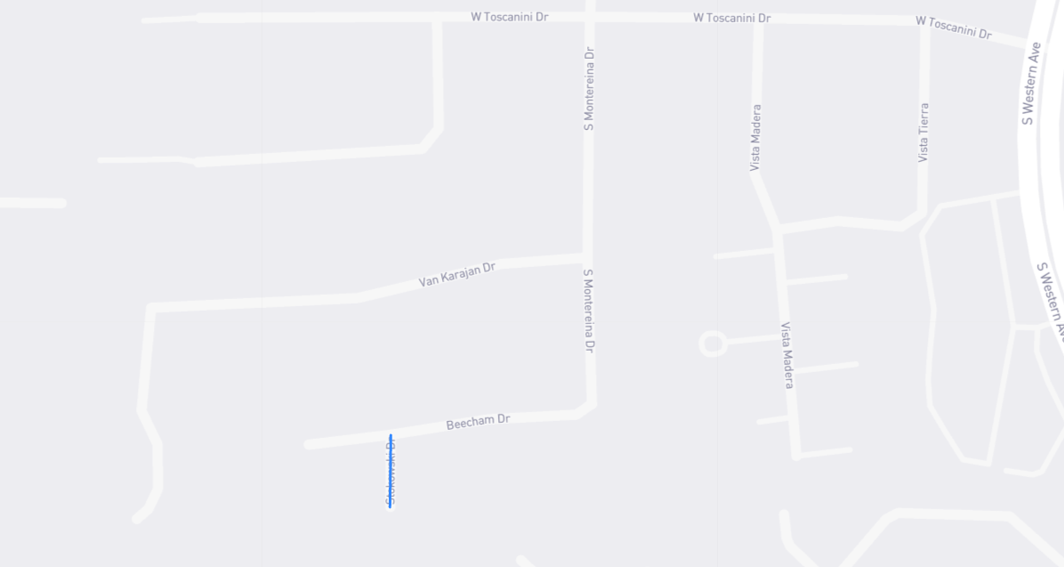 Map of Stokowski Drive in Los Angeles County, California