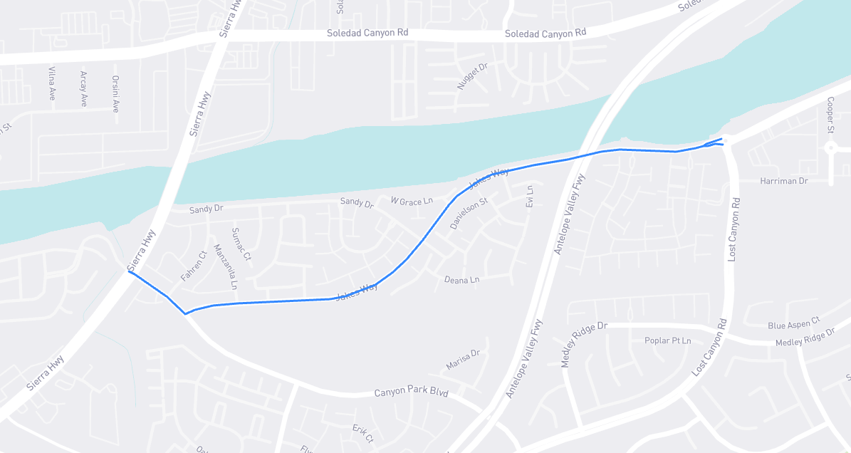 Map of Jakes Way in Los Angeles County, California