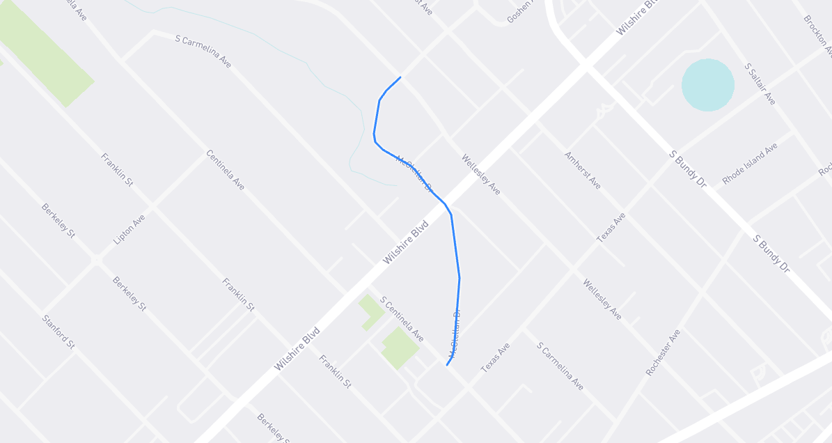 Map of McClellan Drive in Los Angeles County, California