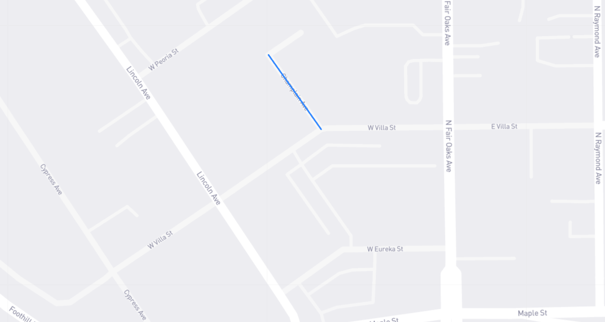 Map of Champlain Avenue in Los Angeles County, California