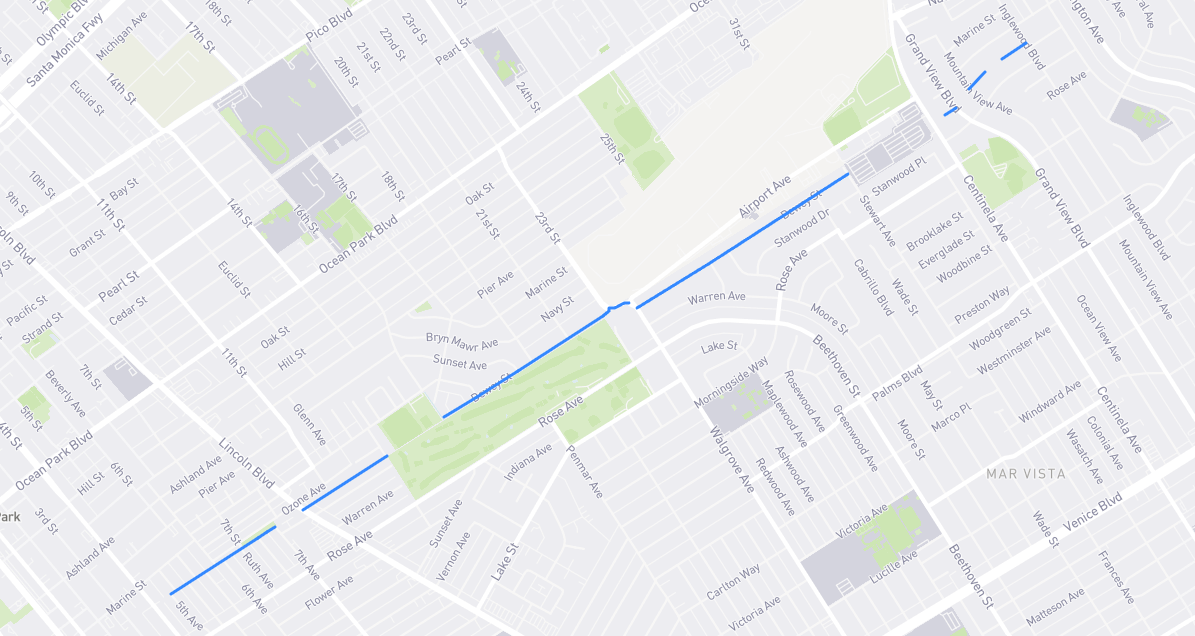 Map of Dewey Street in Los Angeles County, California