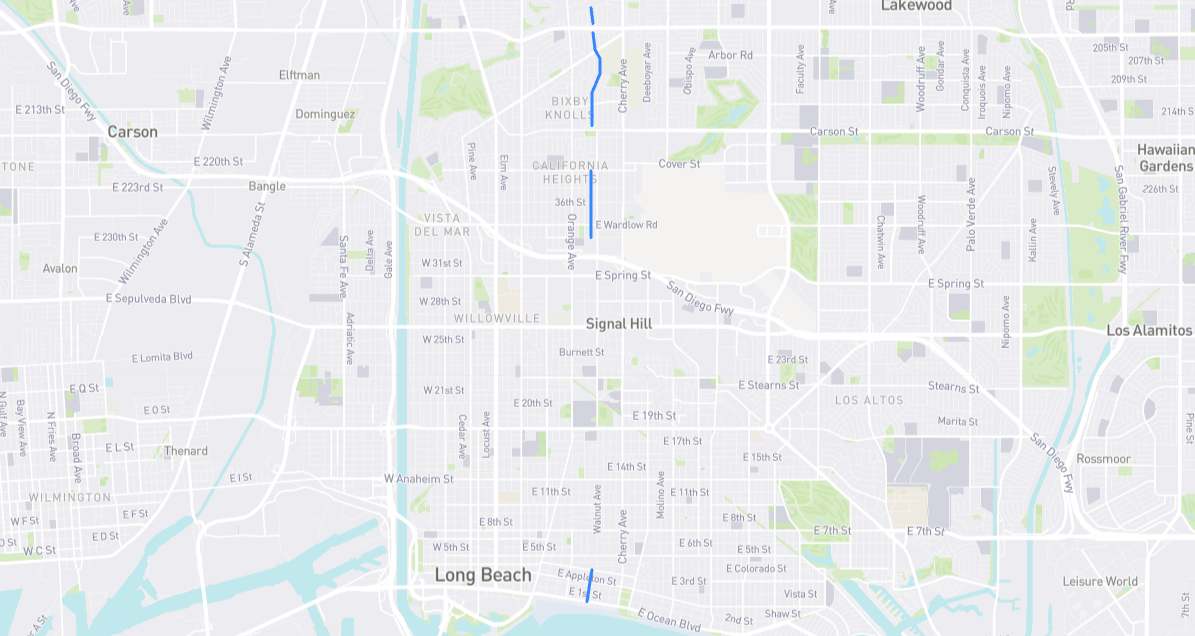 Map of Falcon Avenue in Los Angeles County, California